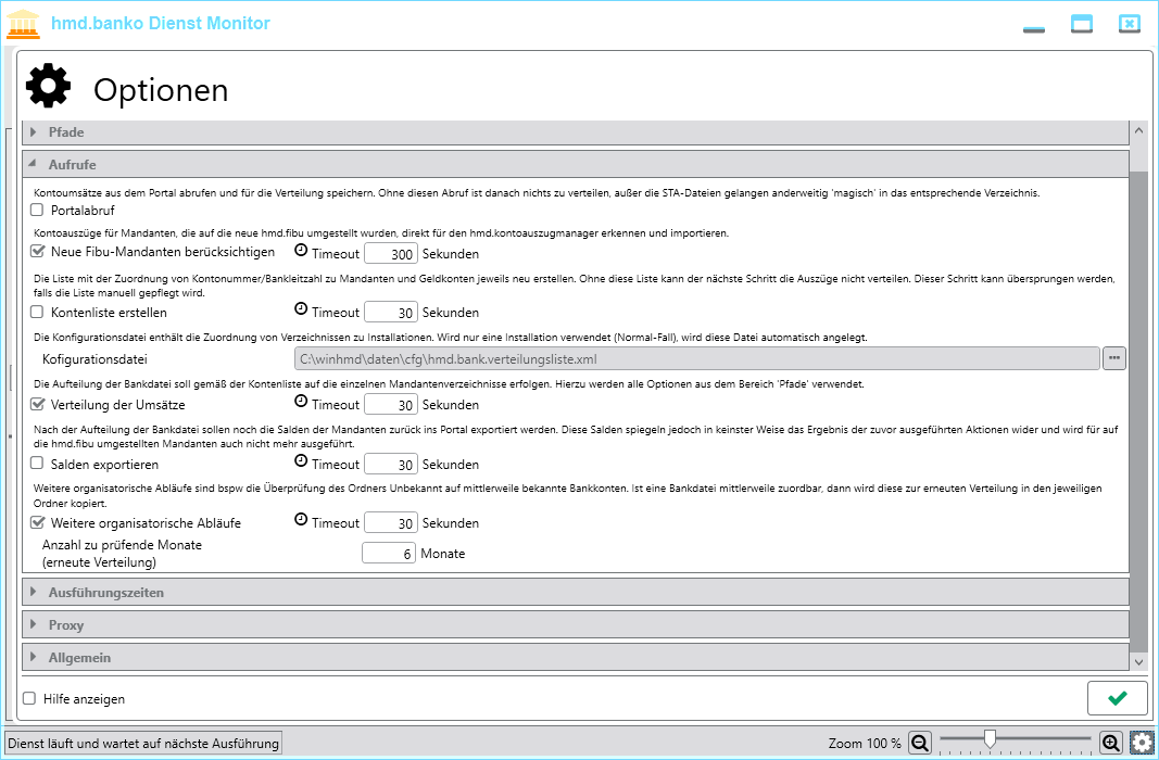 Rechnungswesen f�r Unternehmen - Finanzbuchhaltung - Abruf Kontodaten - Optionen
